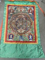 Thangka Mandala mit Gottheiten Seidenbild Handgemacht 140x90