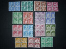 1963-68 Nr. 355-371 Leuchtstoff im 4er Block gestempelt