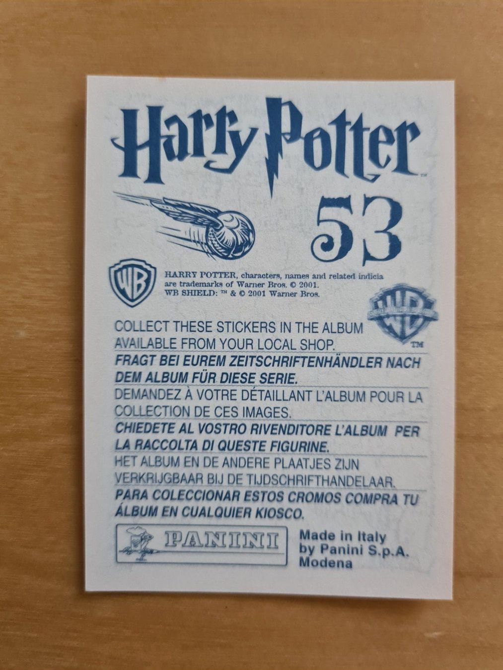 Panini Carte collezionabili: Panini Harry Potter Nr. 53 – Nuovo (secondo la descrizione) da Oberwil BL venduto da Spieltopia 1