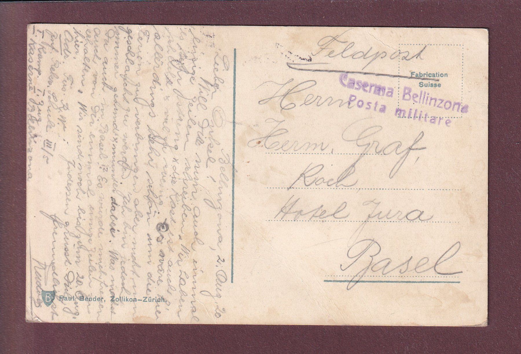 Cartoline postali: BELLINZONA - Stazione - Feldpost – Usato da Pully venduto da nicecards 1