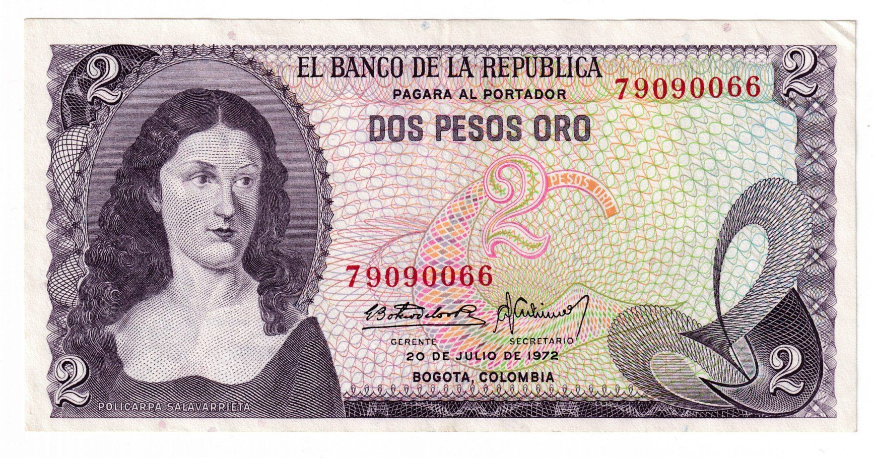 Banconote: Kolumbien 2 pesos 1972vorz+ – Usato da Neuchâtel venduto da karlpierrino