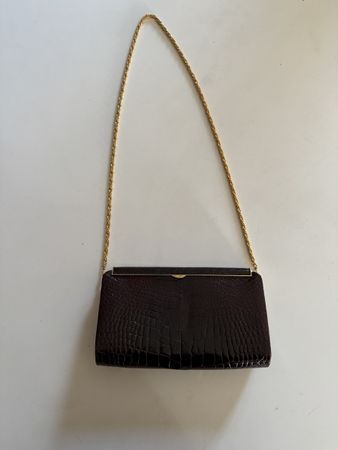 Vintage Kroko Handtasche mit Goldkette
