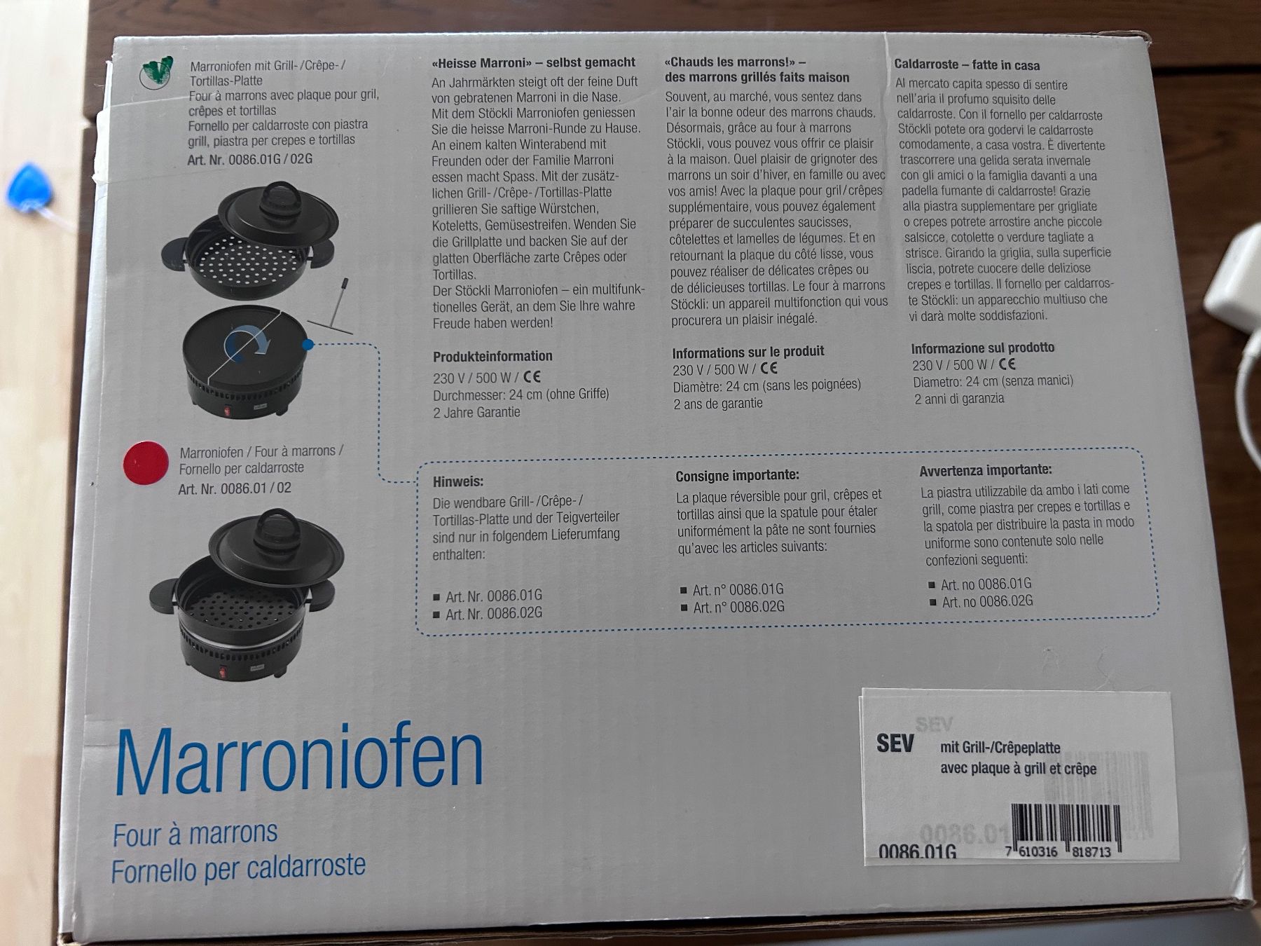 Stöckli Elettrodomestici da cucina: Marroniofen Stöckli – Nuovo e nell'imballaggio originale da Herzogenbuchsee venduto da Derdas1 1