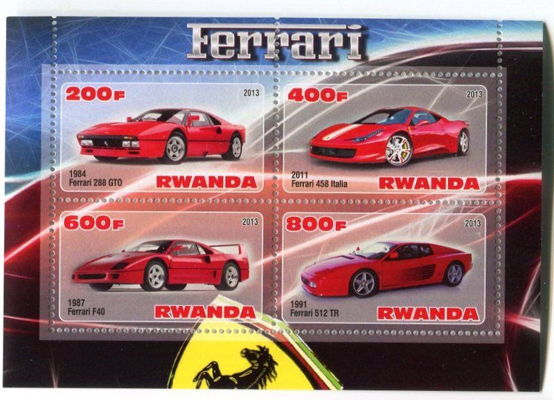 Tous les timbres: Block "Ferrari". Ruanda – Neuf avec emballage d'origine à Basel par Butsch5