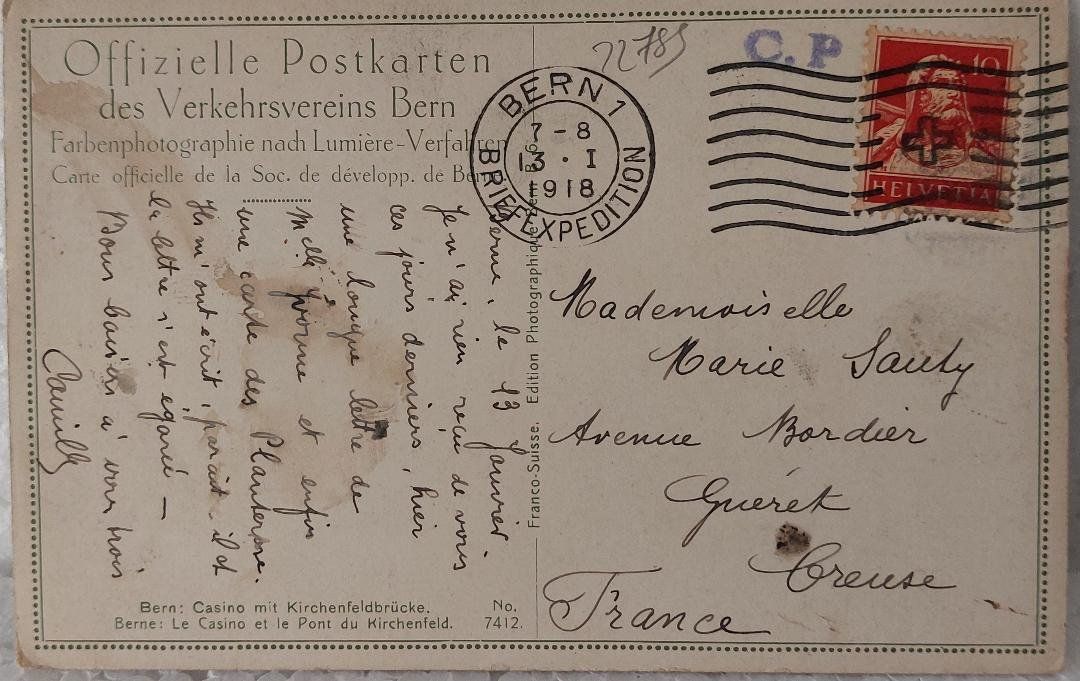 Cartoline postali: BERN - Casino mit Kirchenfeldbrücke - 1918 – Usato da Delémont venduto da Domdom1 1