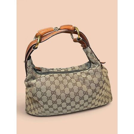 Gucci Vintage GG Canvas Horsebit Hobo Bag
