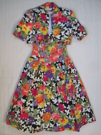 Victor Costa - 80s Vintage Kleid mit kurzer Jacke US 6/36/38