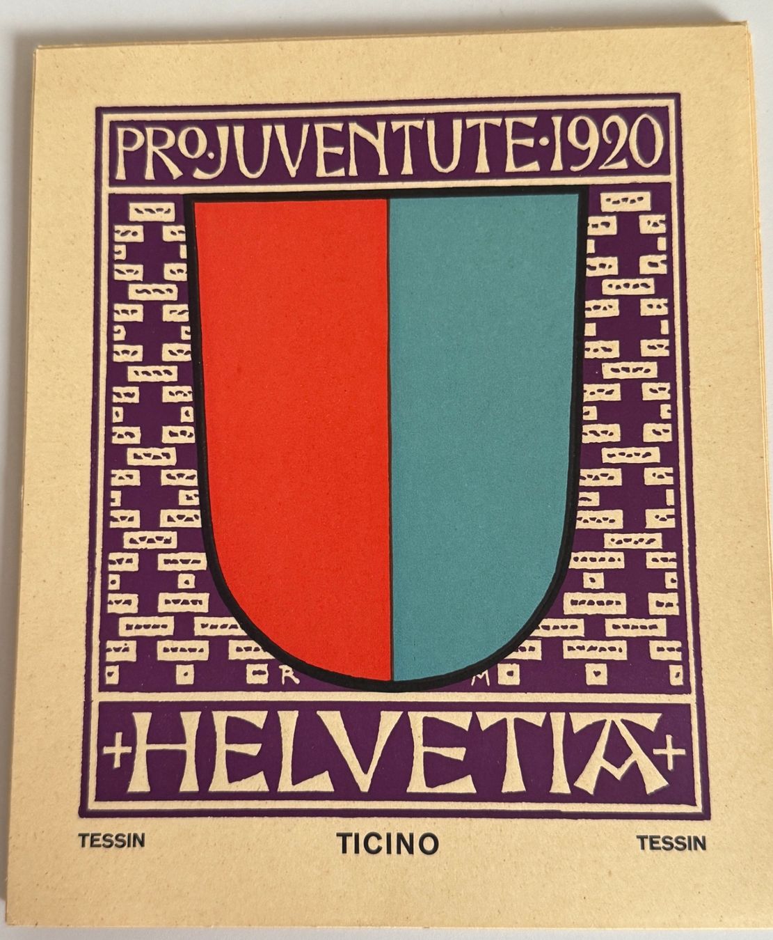 Poster & Bilder: Pro Juventute Marken 1920 auf Karton 3 Kantone – Gebraucht aus Samedan von Gischpel25 1