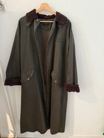 Retro military green trench coat