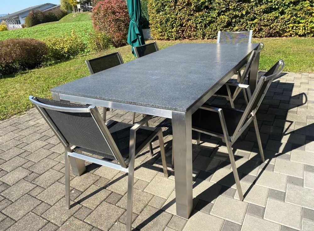 Gartentisch GranitEdelstahl 210cm Kaufen auf Ricardo
