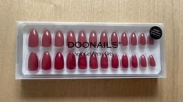 Doonails Soft Gel Press Ons – Short Almond - Raspberry