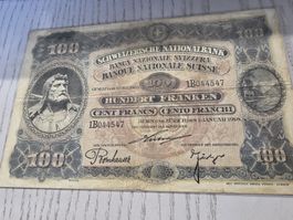 100 Franken Note Schweizerische Nationalbank 1918