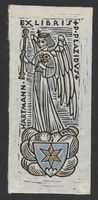 Ex-libris héraldique pour P. Plazidus Harmann par M. Schill
