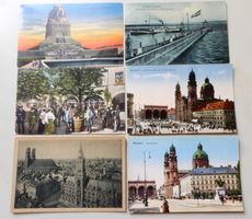 Antike Postkarten München, Leipzig, Friedrichshafen 1910