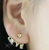 Ohrstecker Ohrringe Gold Herz LOVE 1 Strass Stein Zirkonia