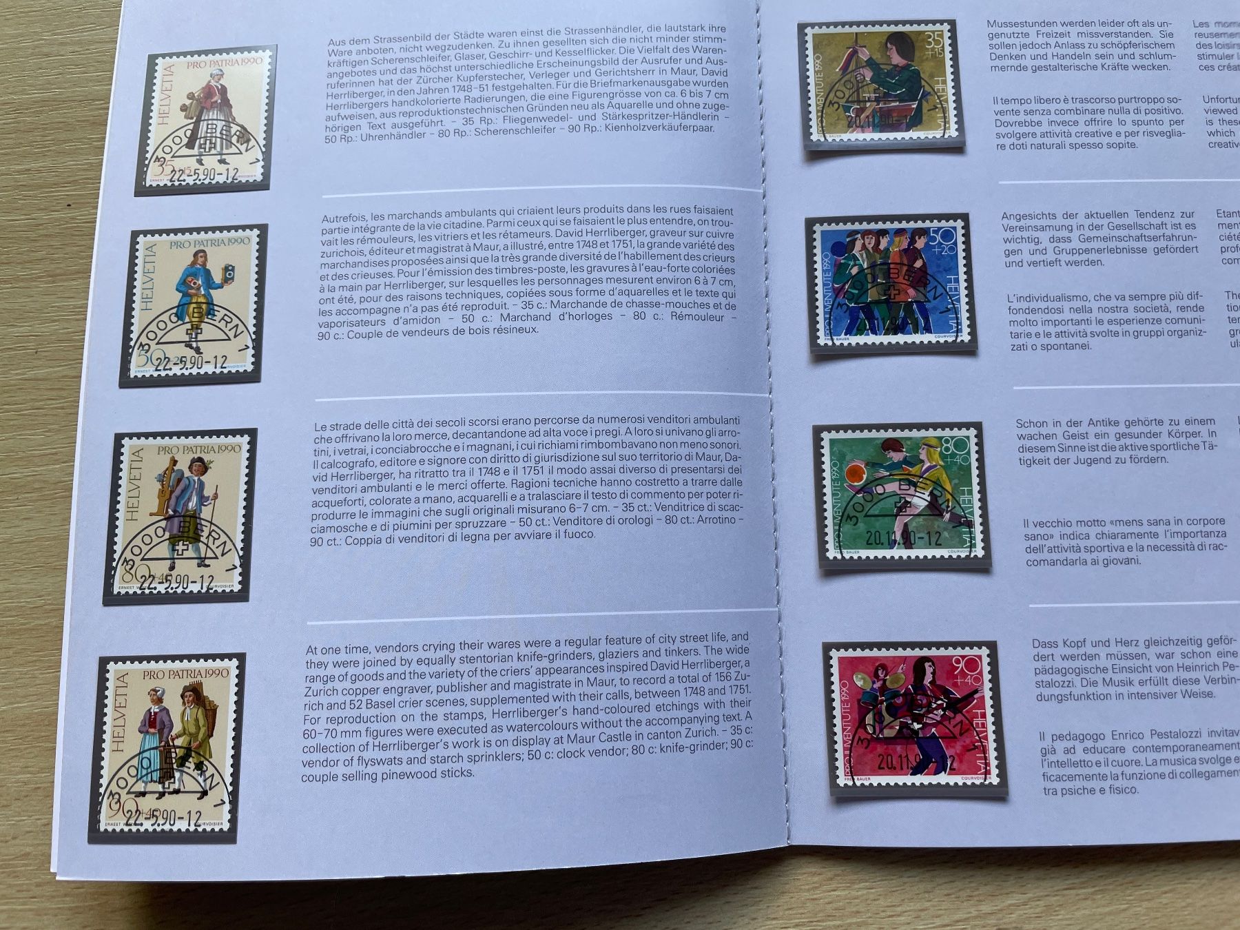 Tutti i francobolli: Carnet timb. 1990, prix poste 26.- SBK 67.- – Usato da Sonceboz-Sombeval venduto da Comment2 1