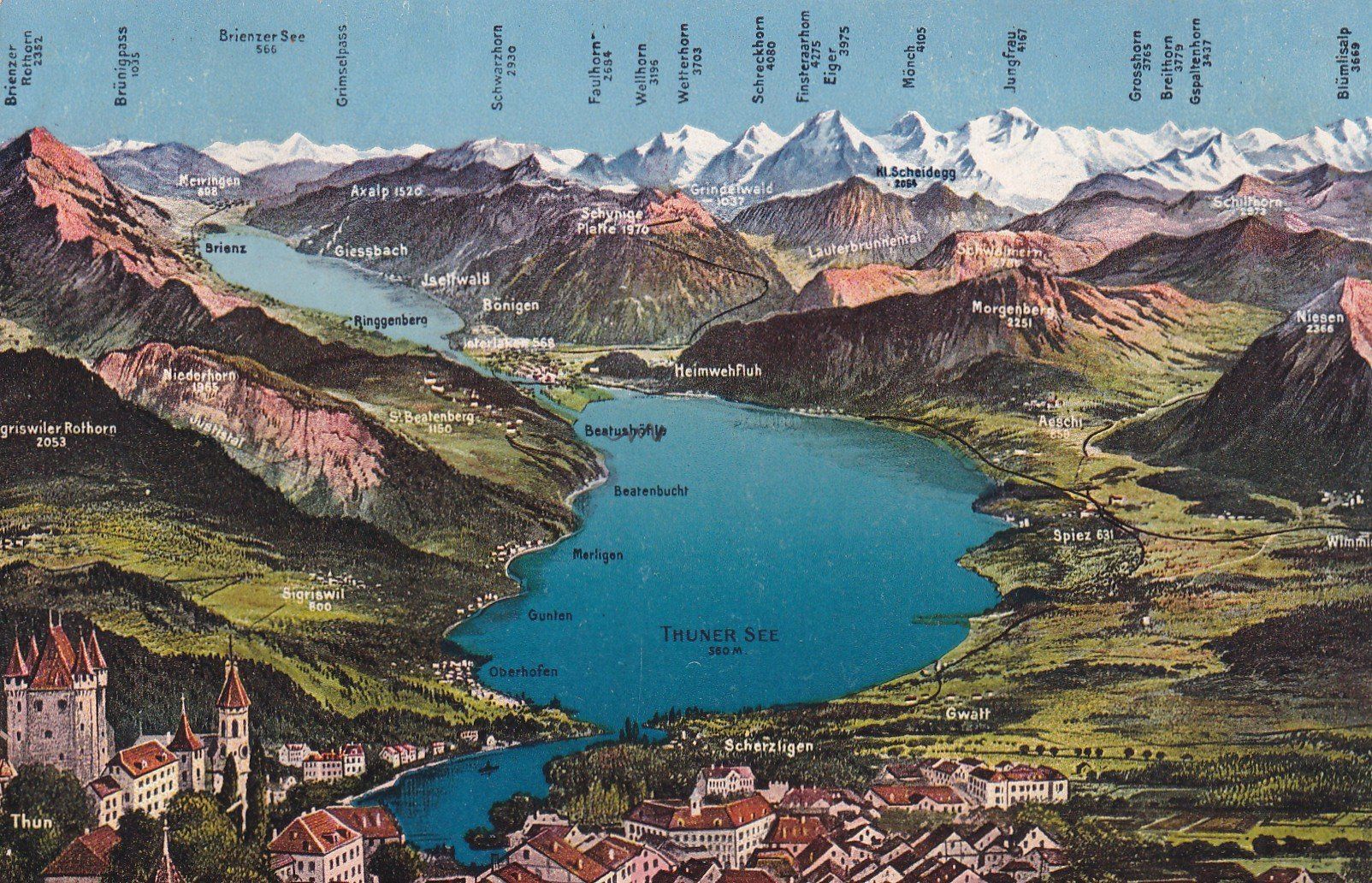 Cartoline postali: Thuner See Panorama 1928 – Usato da Cormoret venduto da Pascalll2001