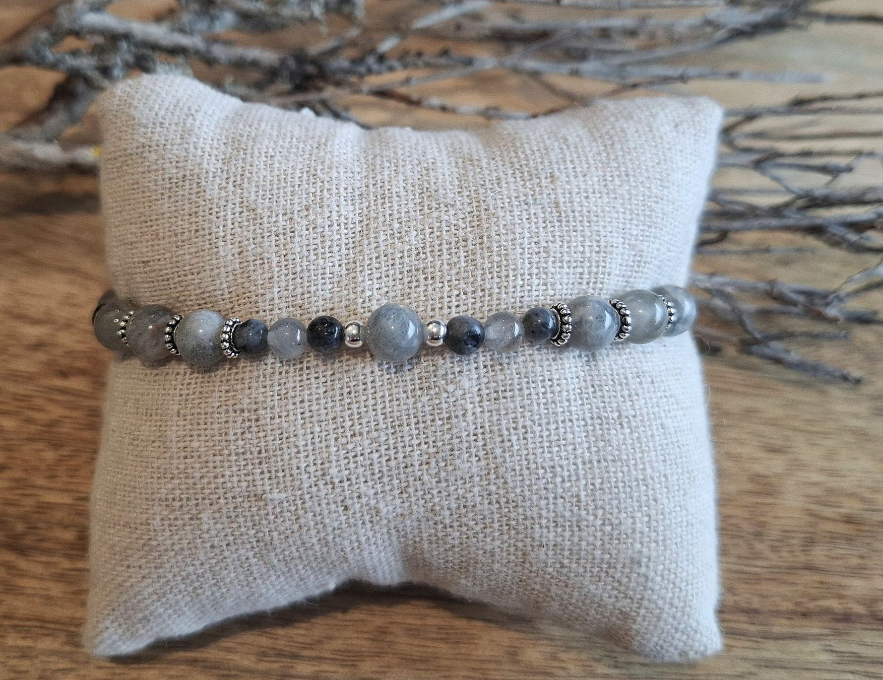 Bracciali & Braccialetti: LABRADORIT - Edelsteinarmband - Silber - grau – Nuovo e nell'imballaggio originale da Mühlethal venduto da nicita-modeschmuck 3