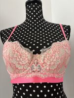 Vintage 2000s Push-up BH Neon Pink Spitze – Gr. 80B – Neu