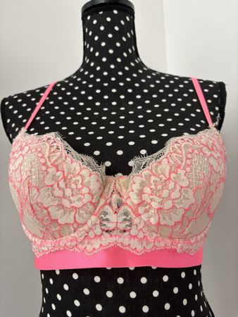 Vintage 2000s Push-up BH Neon Pink Spitze – Gr. 80B – Neu
