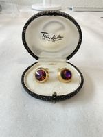 Bouton de manchette en métal doré vintage avec écrin