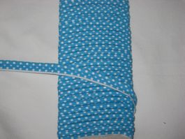 Paspelband BW türkis mit weissen Punkten