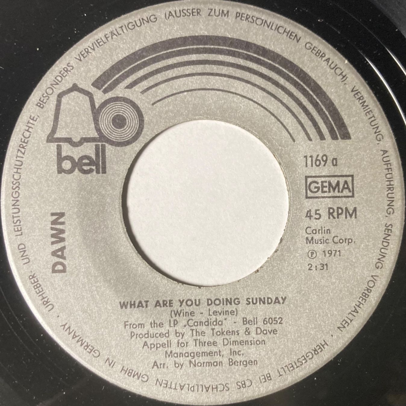 Schallplatten: DAWN - WHAT ARE YOU DOING SUNDAY – Gebraucht aus Poliez-Pittet von Newtown-Records 2