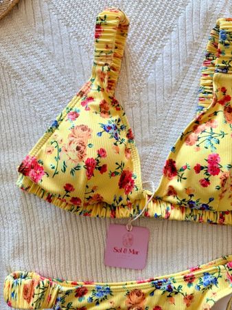 💥LAST CHANCE ❗Bikini Blumen Gelb Gr.M- Gratis Versand - Neu