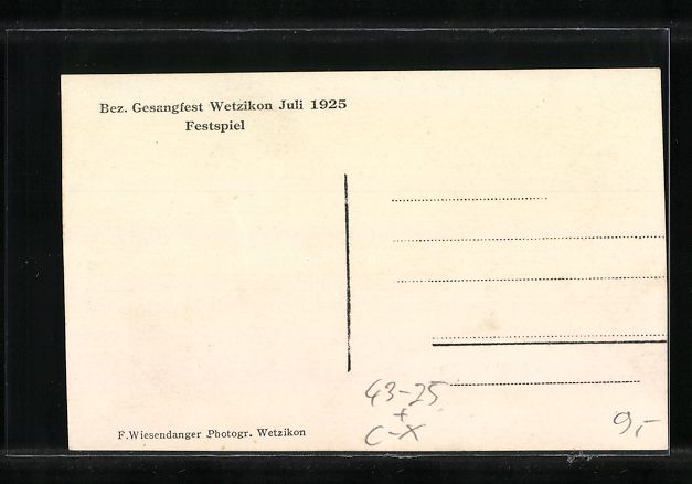 Cartoline postali: Wetzikon, Bez. Gesangsfest 1925, Festspi – Usato da Berlin venduto da bartko-reher 1