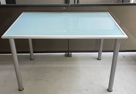 Tisch Metall Untergestell Glasplatte Milchglas Rechteckig...