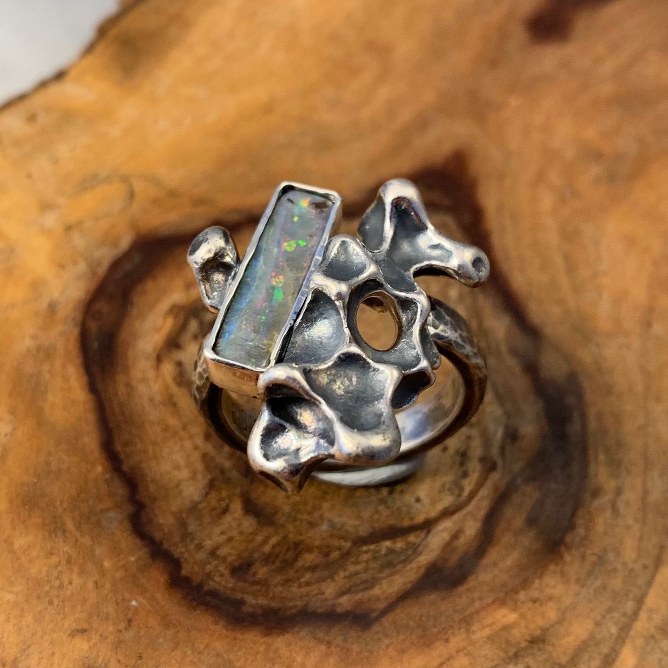 Bagues: Silberring Koralle mit Opal Gr.62 – Neuf (Voir description) à Thun par Svonskj 1