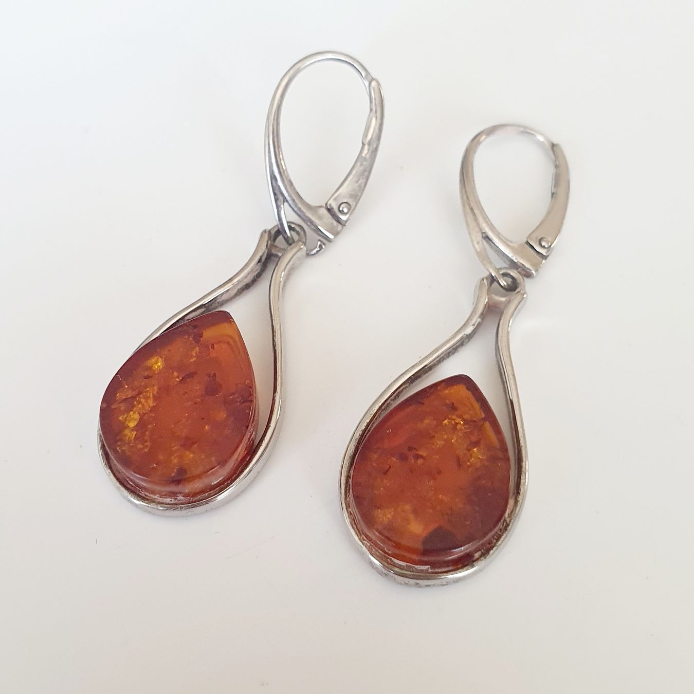 Orecchini pendenti & Orecchini a lobo: Elegante Ohrhänger aus echtem Silber 925 mit Bernstein. – Usato da Kreuzlingen venduto da Wunderkiste123