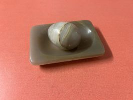 Dekorative Onyx Ei und Schale Set, Vintage Zustand.