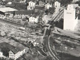 GRÜSCH mit Bahnlinie und grosser Sägerei 1933