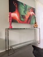 Konsolentisch Metall/Glas silber – 170 cm