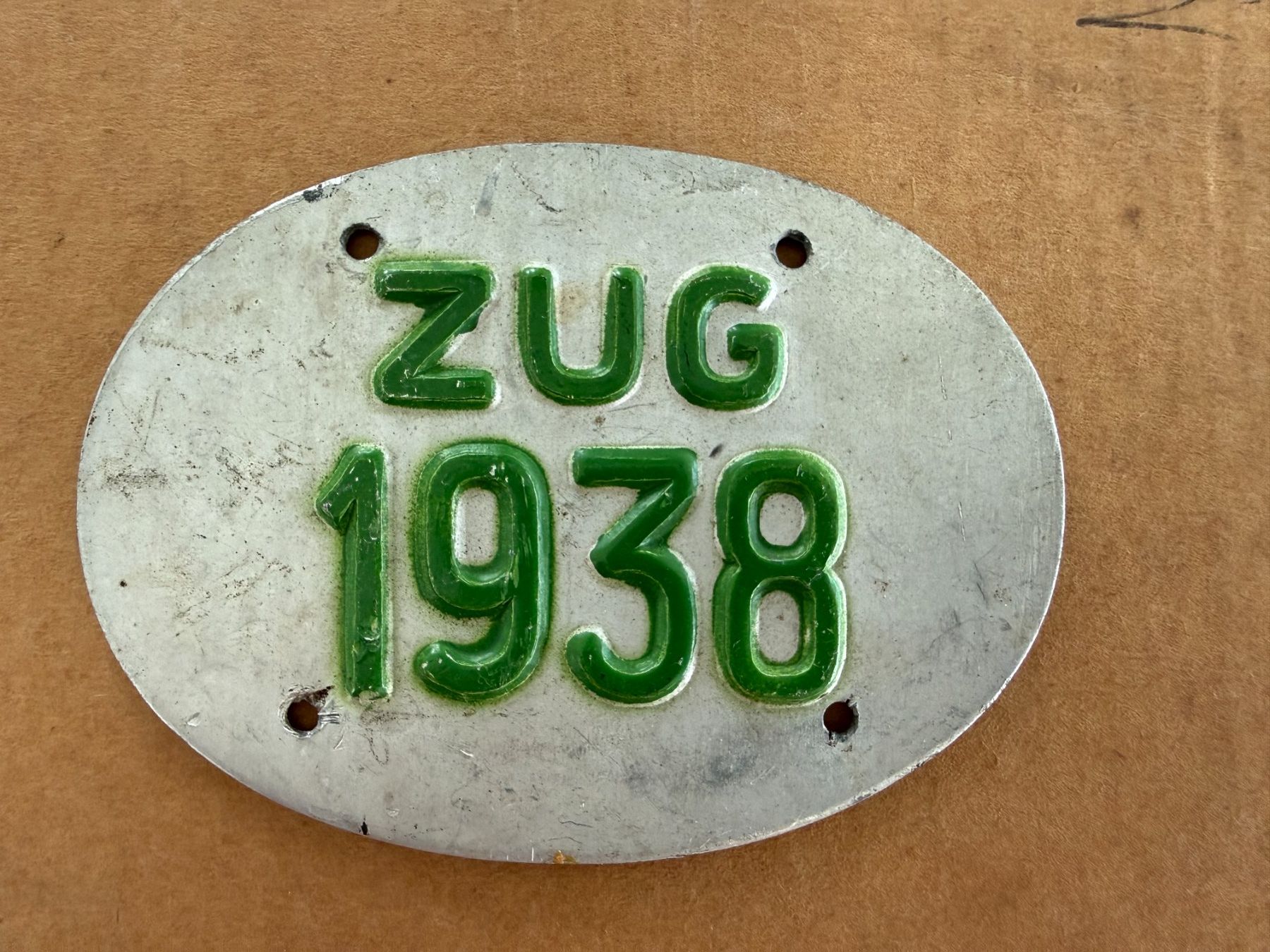 Insegne: Velonummer Zug 1938 – Usato da Niederwil AG venduto da PlateSale19