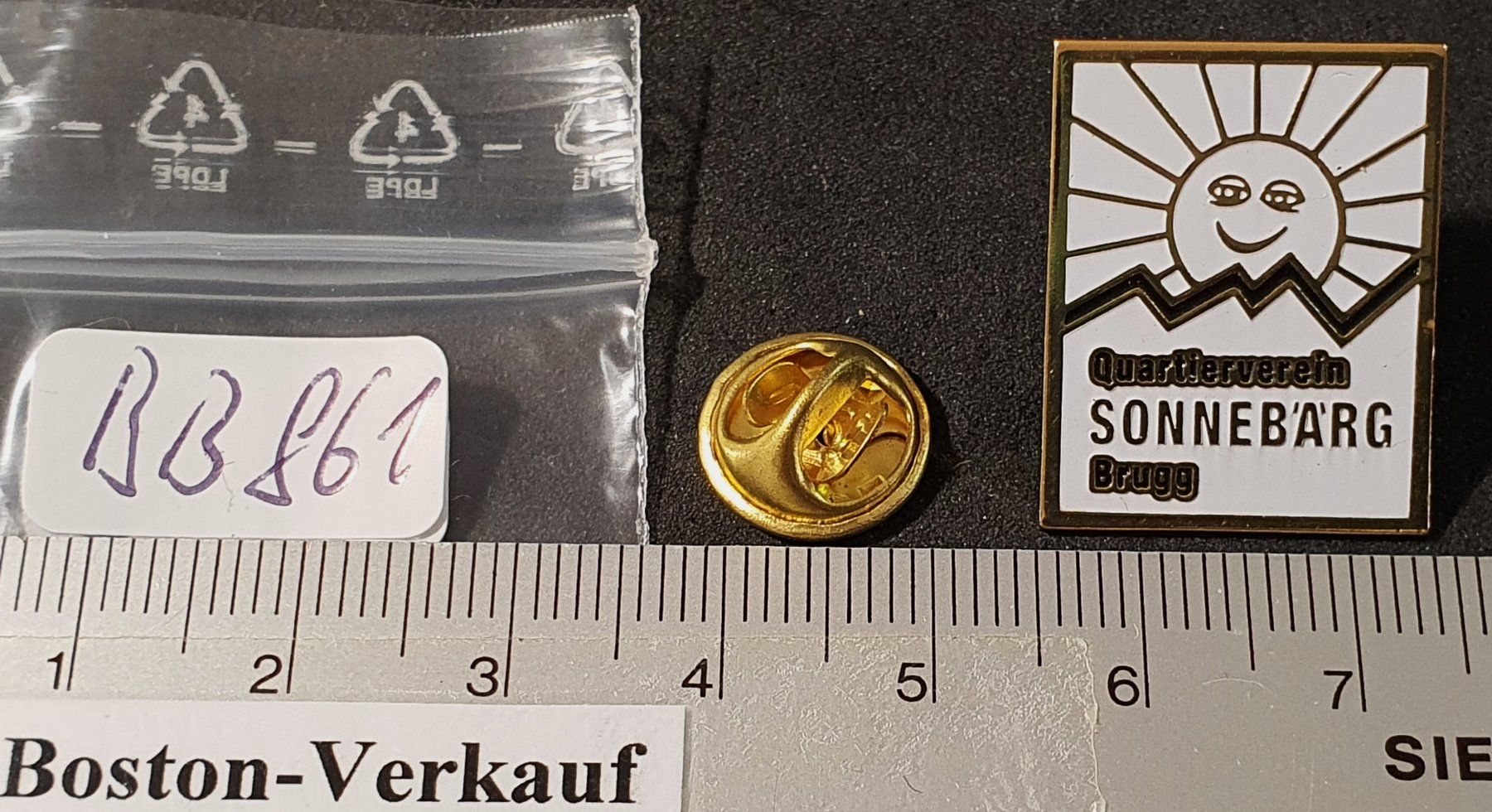Plaketten & Abzeichen: BB861 - Pin Quartierverein Sonnebärg Brugg – Gebraucht aus Reinach BL von Boston-Verkauf 1