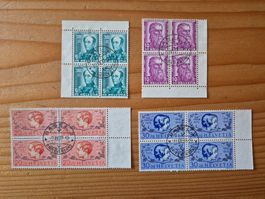 CH-PJ 4-er Blöcke 1937 Zustand gem.Bilder Karte E9