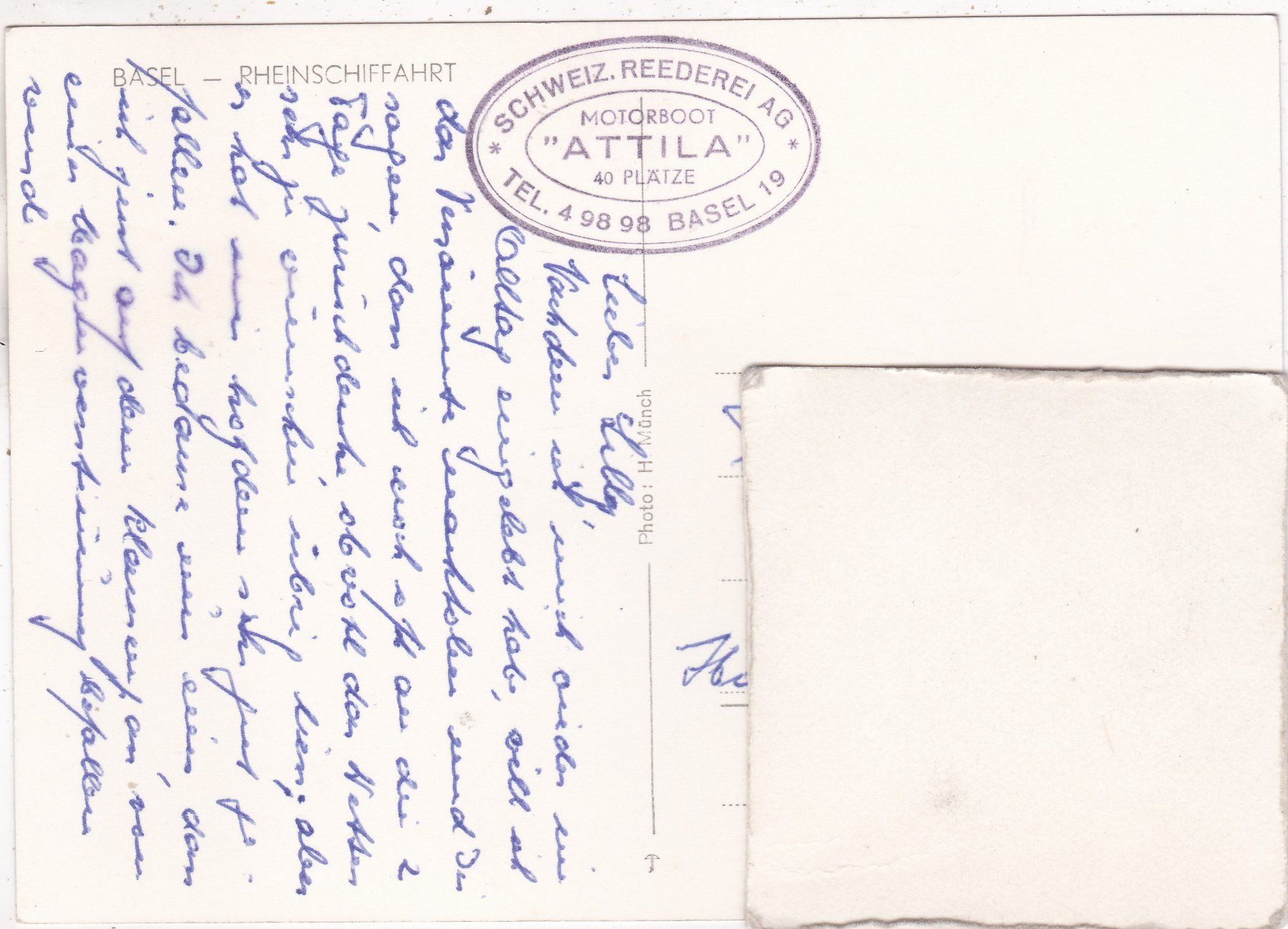 Cartoline postali: Basel Rheinschiffahrt Motorboot " Attila " – Usato da Herisau venduto da Lisegrat2008 1