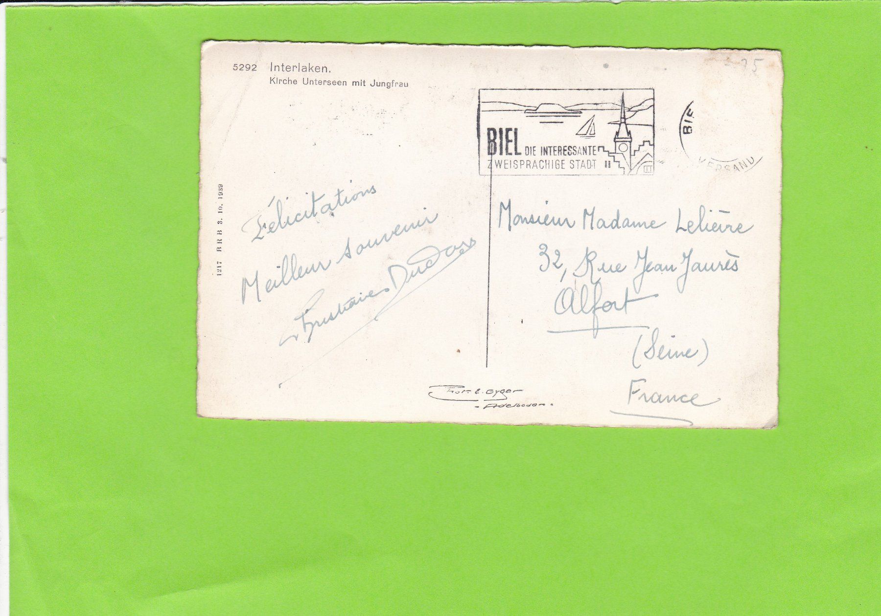 Cartes postales: 5292 Interlaken, Kirche Unterseen-E. Gyger – D'occasion à St. Peterzell par neckertal 1
