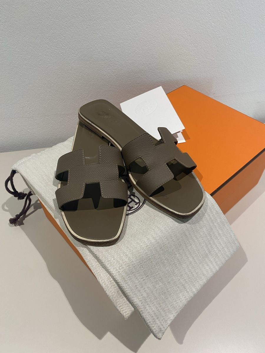 Hermès Scarpe da donna: Hermes Oran 38.5 Etoupe Fullset – Usato da Zürich venduto da love444ever