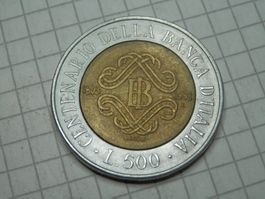 Italien 500 Lire, 1993 100 Jahre Bank von Italien (1893-1993