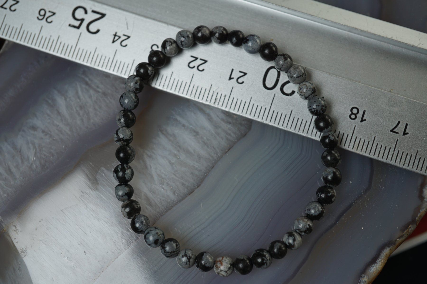 Minerali & Pietre curative: Schneeflocken Obsidian   Kinder  4mm    Armband – Nuovo e nell'imballaggio originale da Eschenbach SG venduto da topstone 8