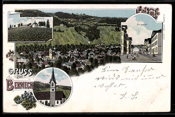 Cartes postales: Litho Berneck, Strassenblick in die Neug – D'occasion à Berlin par bartko-reher