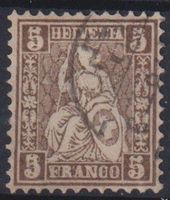 Sitzende Helvetia 5 Rp. ABART: 30.DP1, Befund+++ SBK 600.-