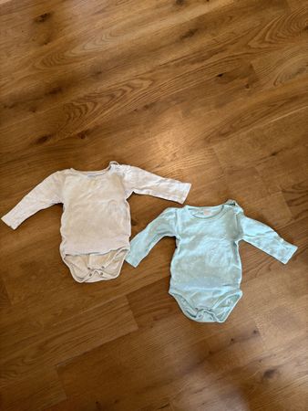 2er Set Baby Body, langarm, Gr. 62/68, Smile, Beige & Türkis