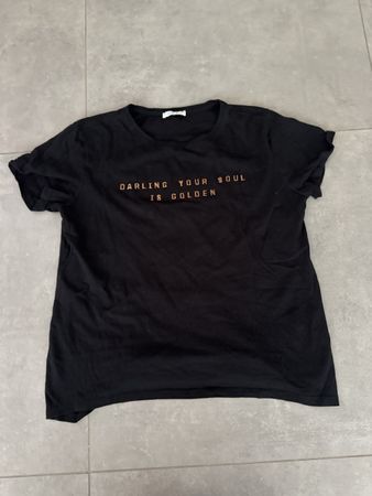 Schwarzes T-Shirt von Amisu mit goldenem Print, Grösse M