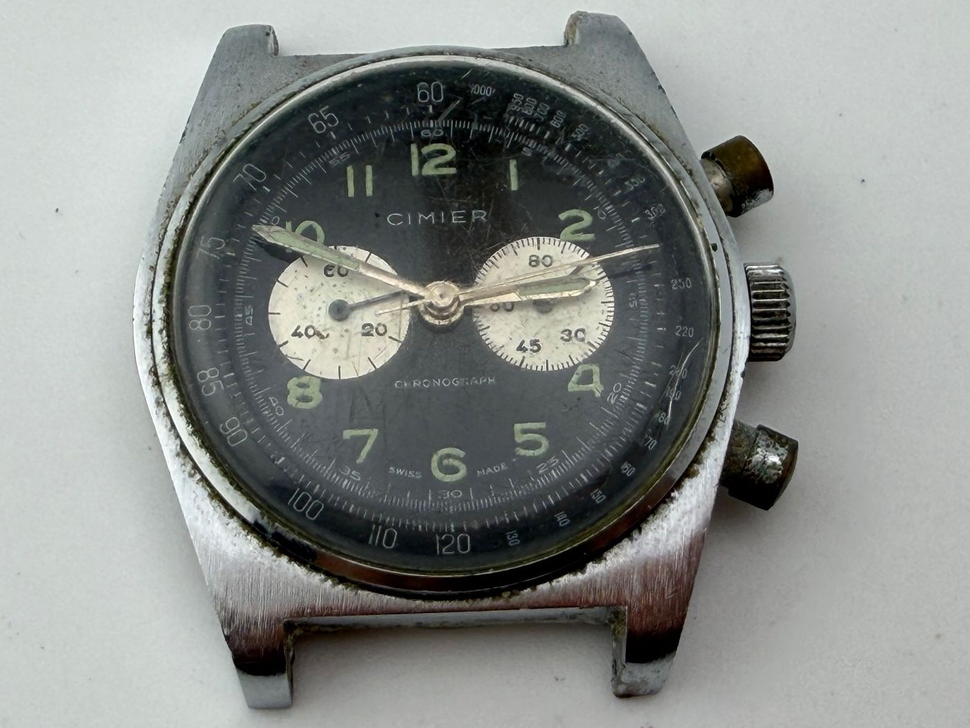 Cimier Orologi: Vintage CIMIER chronographe – Difettoso da Biel/Bienne venduto da MrP_WatchesBiel