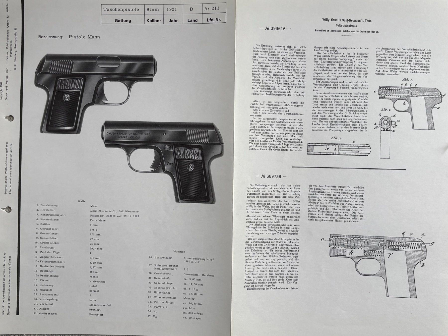 Schweizer Armee Stichwaffen: PISTOLE MANN – Gebraucht aus Ostermundigen von Wyatt-Earp