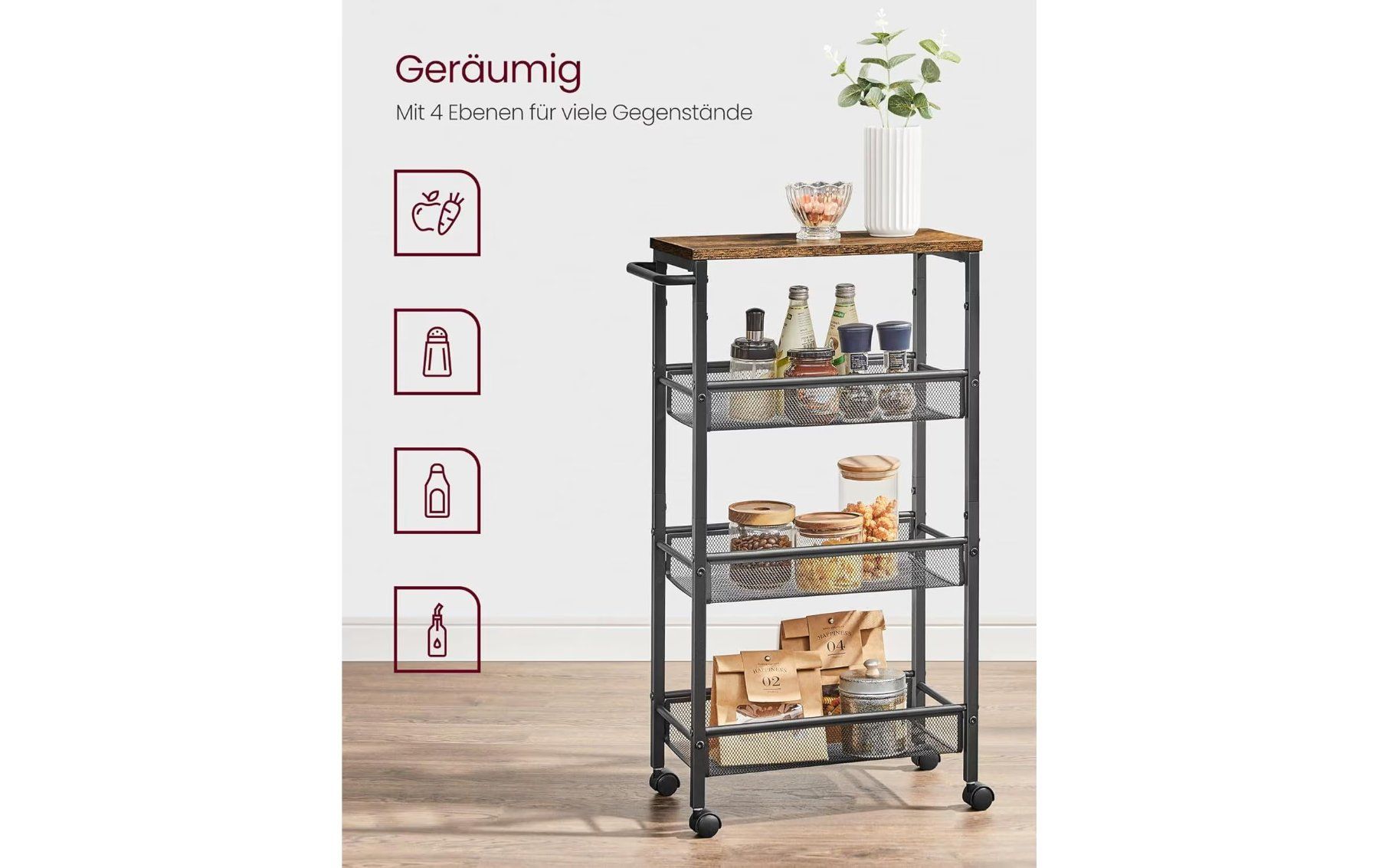 Mobili & Arredamento: VASAGLE Nischenwagen Industrial 45.4x77x22 cm Küchenwagen – Nuovo (secondo la descrizione) da Fischbach-Göslikon venduto da PitBullDoll 2